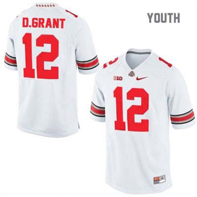 Youth NCAA Ohio State Buckeyes Doran Grant #12 College Stitched Authentic Nike White Football Jersey FB20N81TS